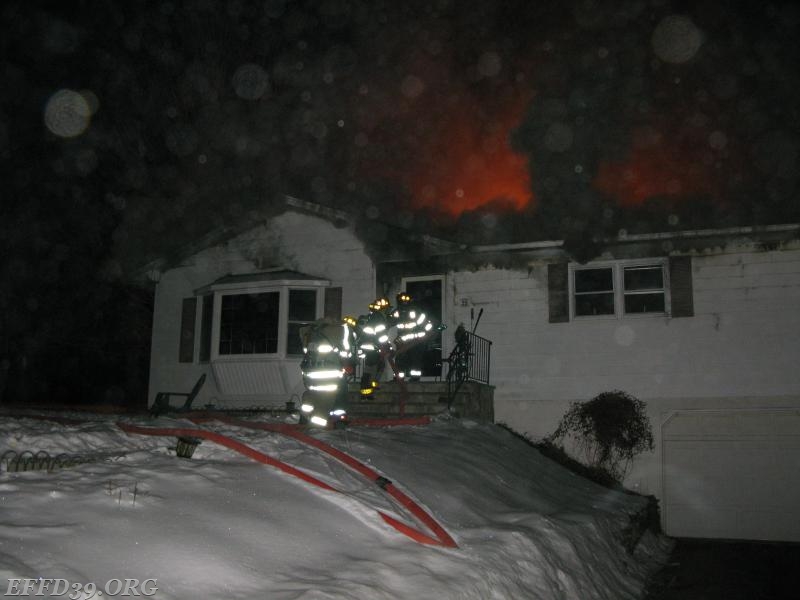 1/2009 EFFD was encountered 20- temp early morning heavy fire on arrival first in crews made quick work and darken the fire and searched. 
This was the first line in...  